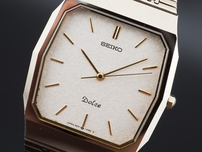 Vintage 1989 Seiko Dolce 9531-5150 Silver Rectangle Quartz Mens Watch JAPAN