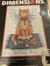 Dimensions Purrfect Angel Stamped Cross Stitch Kit Brand New Still Sealed Cat