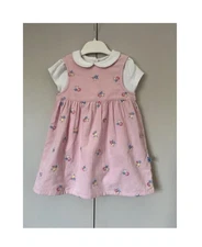 Jojo Maman Bebe Pink Cord Dress Age 12-18 Months & Top Floral Embroidered Cute