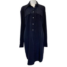 GAP Women Dress Small Blue Shirt Dress Tunic Blue Zig Zag Pattern