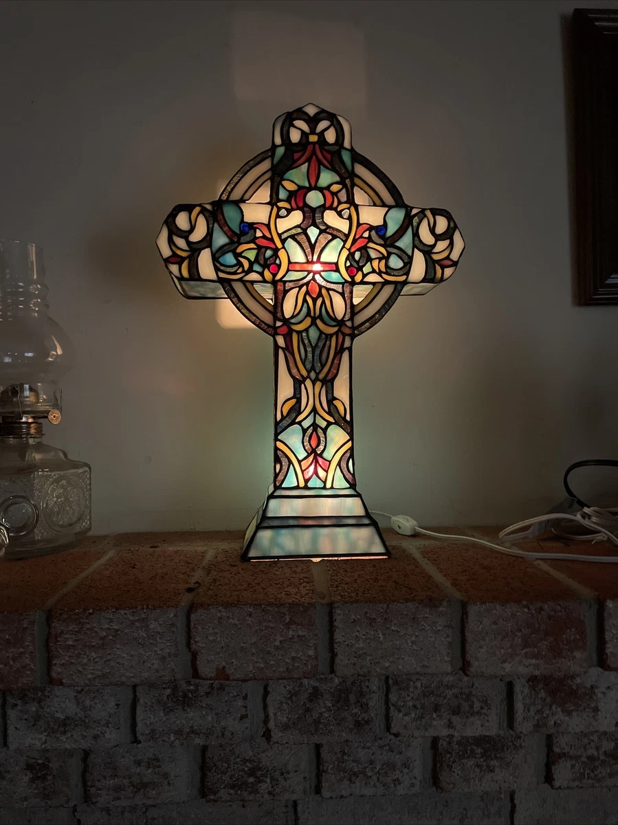 Stained glass cross lamp deals