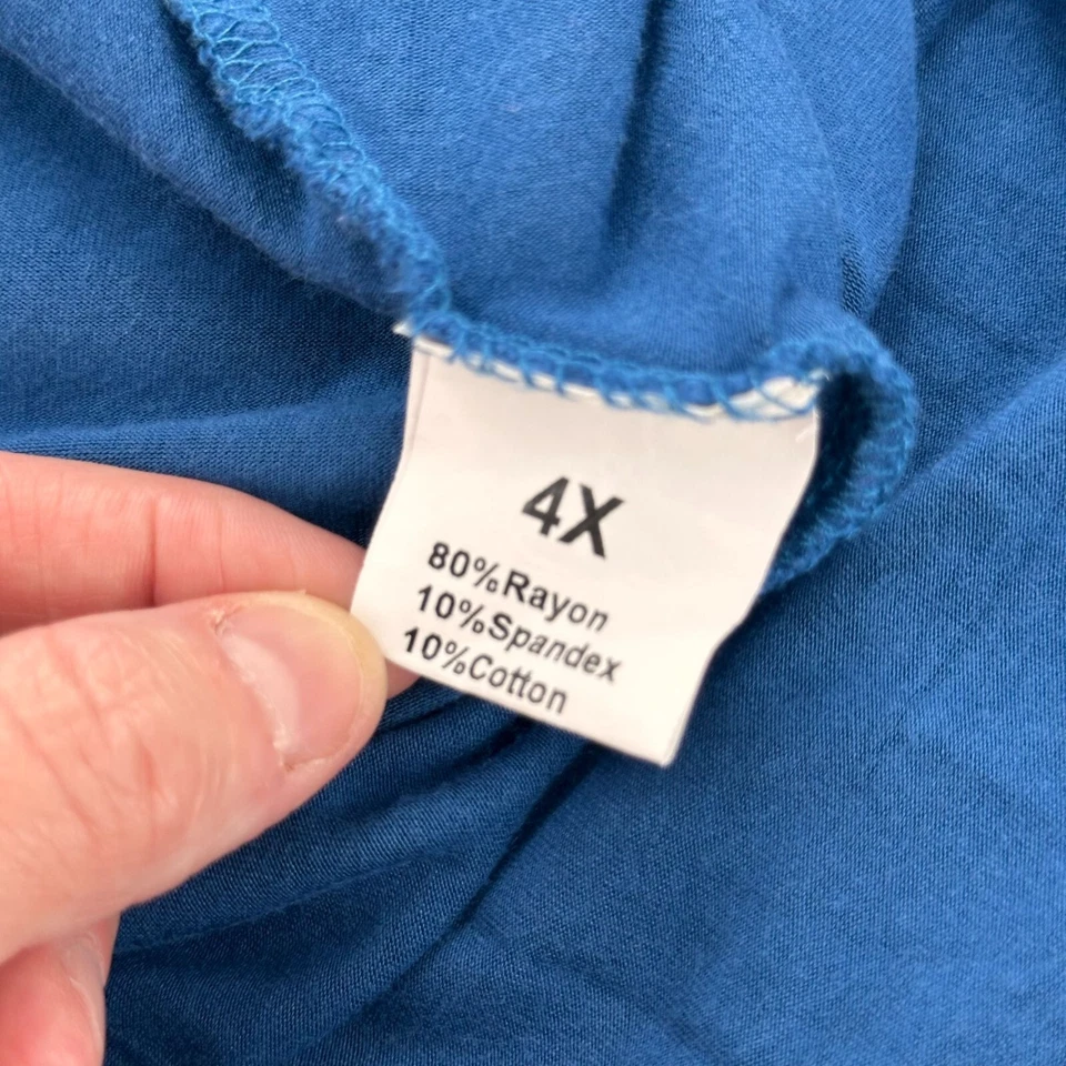 Allegra K Plus Size 4X Blue Lace Panel V-Neck Tunic Top Button Boho a - Image 3 of 4