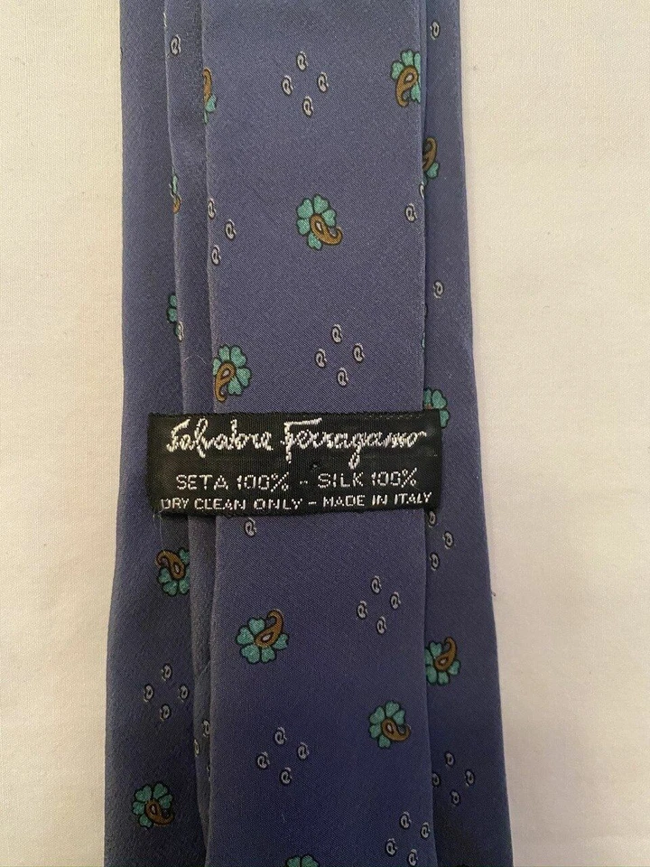 Gravata clássica Salvatore Ferragamo cinza/marinho - Imagem 3 de 4