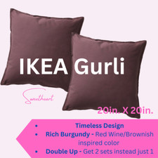 IKEA GURLI 20x20 Cushion Cover Pillow Throw 100 Cotton DARK BROWN RED 2 PACK 