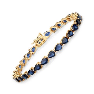 September Birthstone Pear Natural Sapphire Tennis Bracelet For New Year 14k Gold
