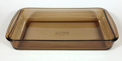 Vintage Pyrex Corning Baking Casserole Dish #232 Brown Amber Glass 28x18x4cm USA