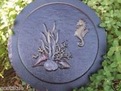 Seahorse steppingstone mold concrete plaster casting mould 8'' x over 1'' thick