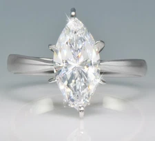 2.5 ct Marquise Ring Extra Brilliant C Z Sterling Silver Size 7