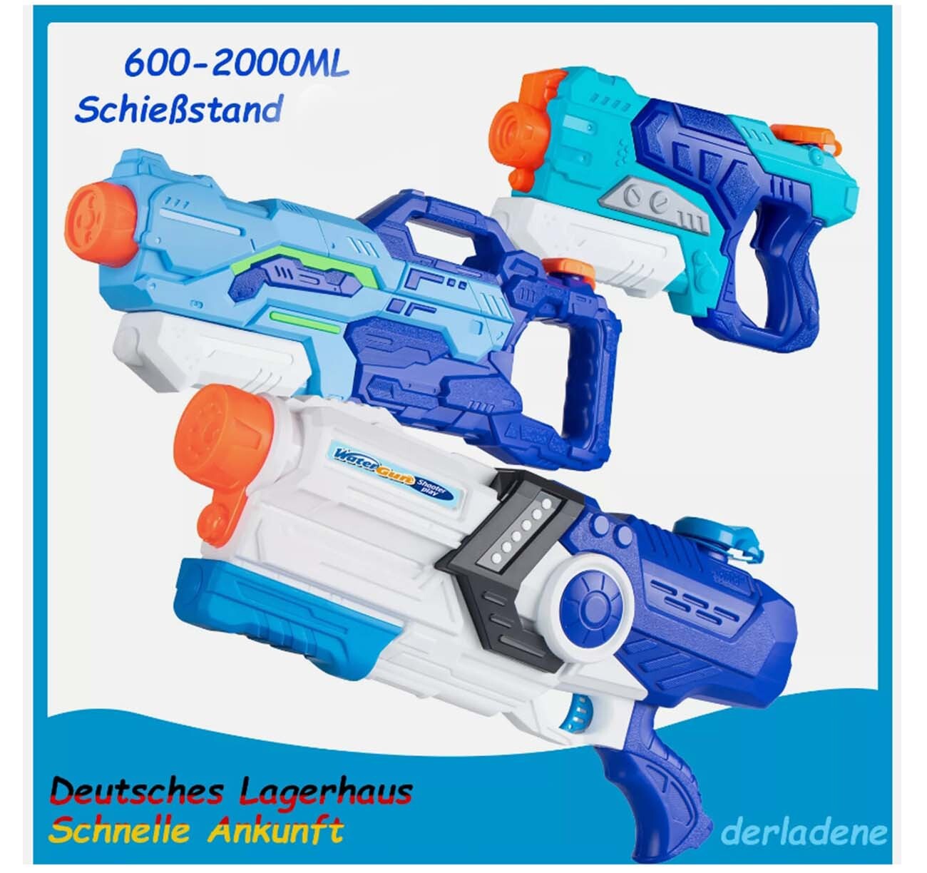 Wasserpistole Spritzpistolen Gun 2000ml Reichweite Kinder Erwachsene PoolSpielze