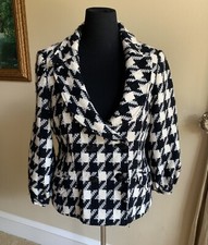 Jaeger Fitted Houndstooth Vintage Coat Jacket Blazer Euc L/xl $390