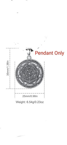 Seal Of Solomon Sterling Silver Pendant, Seal Of The Seven Angels Talisman - Picture 2 of 2