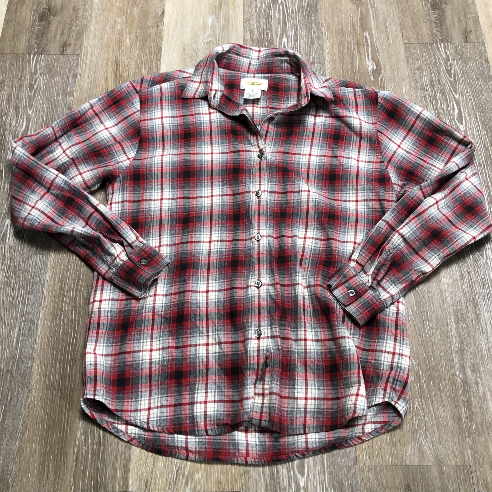TALBOTS Button Down Collared Red Plaid Casual Shi… - image 5