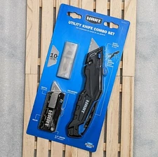 HART Folding Lock-Back Utility Knife Combo Set, Pocket Knife & 10 Blades