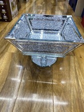 Crushed Diamond Crystal Filled NEW Fruit Bowl Silver Edges Kitchen 22 Cm Wide.