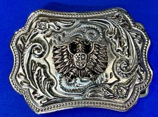Native American Thunderbird Emblem Silver Tone Swirl Ornate Western Belt Buckle