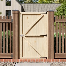 6FT Pressure-Treated Wood Garden Gate Unpainted Pedestrian Gate w/ Fitting Kits