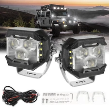 2x 3" LED Pods Work Light Bar Flood Side Shooter Driving Fog OffRoad UTV w/Wire