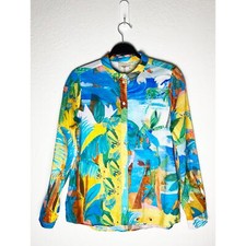 Sezane x G.Kero Women's Pierro Button Down Shirt in Orange Jungle Tropical Beach