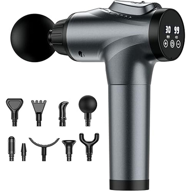 Massage Gun Handheld Deep Tissue Percussion Muscle Massager 30 Speed 9 Heads