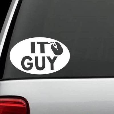 IT Guy Computer Repair Oval Decal Sticker Laptop Cyber Security Surface M1097