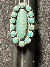 Estate Old Southwestern, Sterling Silver Turquoise Ring Size 5