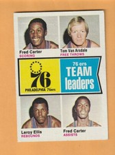 Fred Carter Leroy Ellis Tom Van Arsdale Philadelphia 76ers 1974-75 Topps #94 7Q