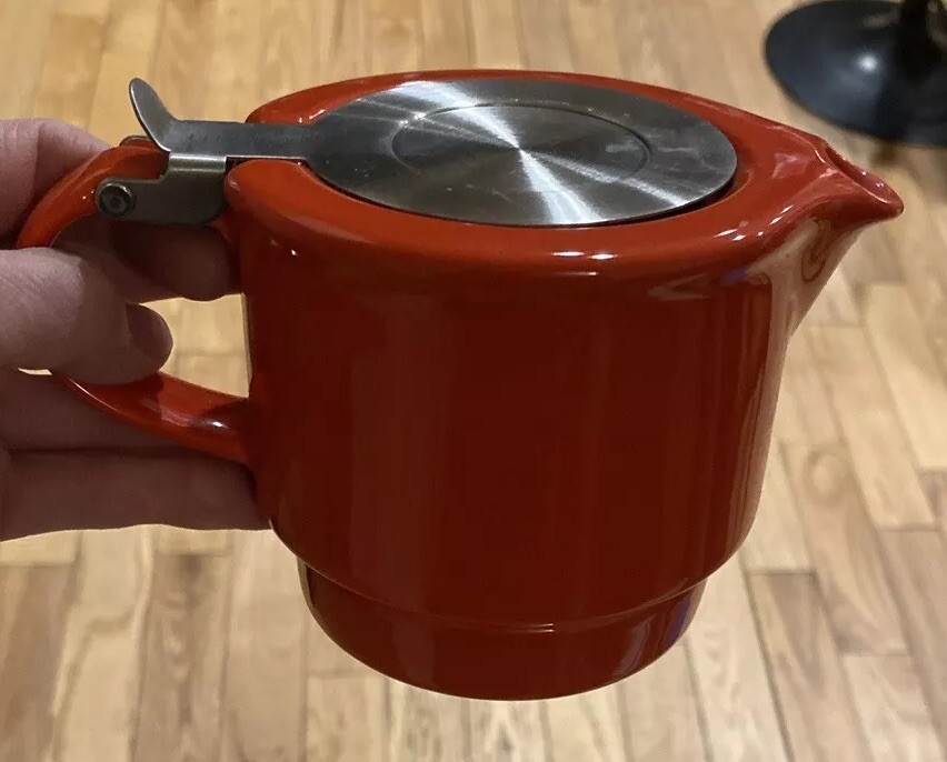 Forlife Stump Orange Personal Teapot With Infuser And Metal Lid eBay