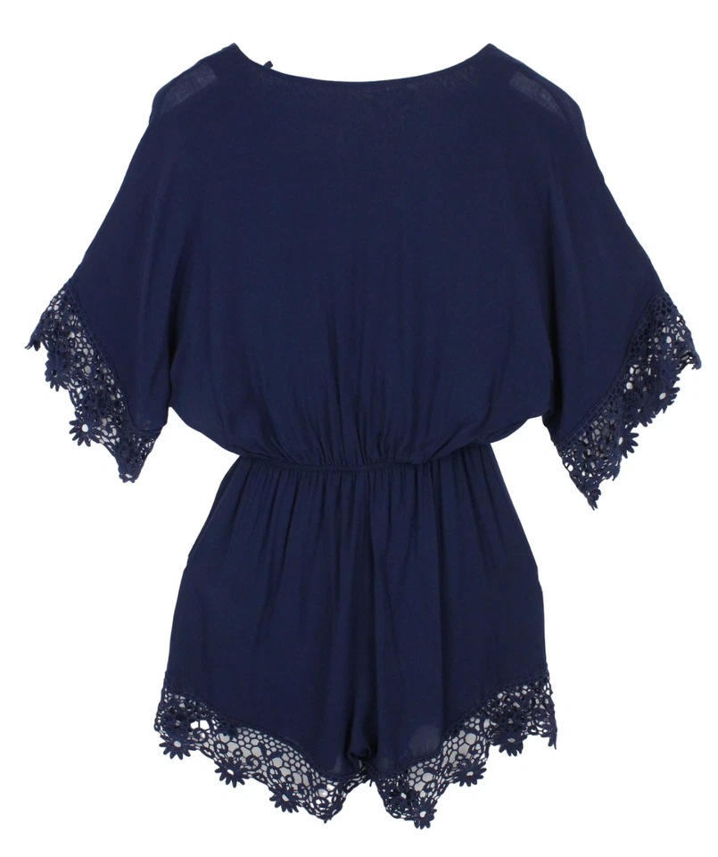 Guess Strampler Damen M Kurzärmlig Bund Bestickt Einzelheiten Blau - Bild 2 von 4