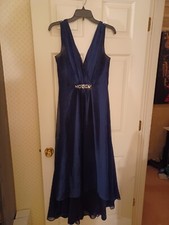 Eliza J Size 6 Navy Blue Gown With Rhinestone Embelishments