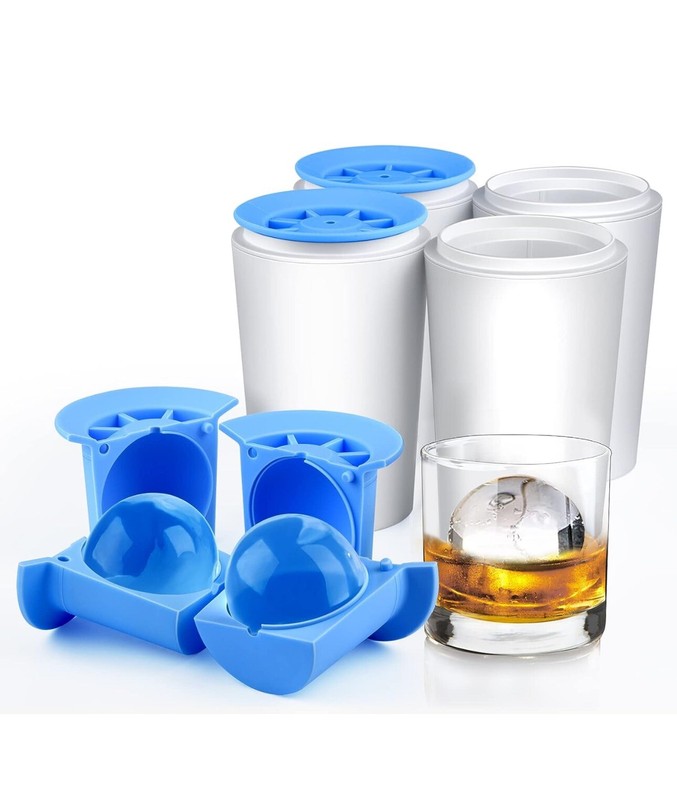 Juego de 4 moldes para hacer bolas de hielo transparentes para whisky