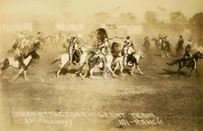 1920s 101 Ranch Wild West Show Indian Attack RPPC Photo Postcard COPY