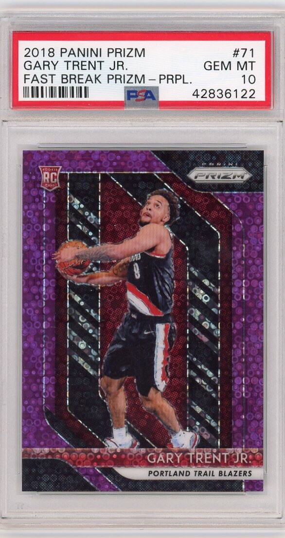 2018 Panini Prizm Gary Trent JR Fast Break #/75 Purple Rookie RC SP PSA 10