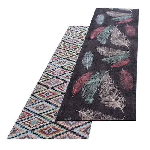 Carpet runner carpet runner custom size anti-slip ethnic + feathers carpet bridge