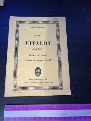 Vivaldi Op. 3 No. 11 Concerto Gross D Minor Eulenberg Pocket Score 