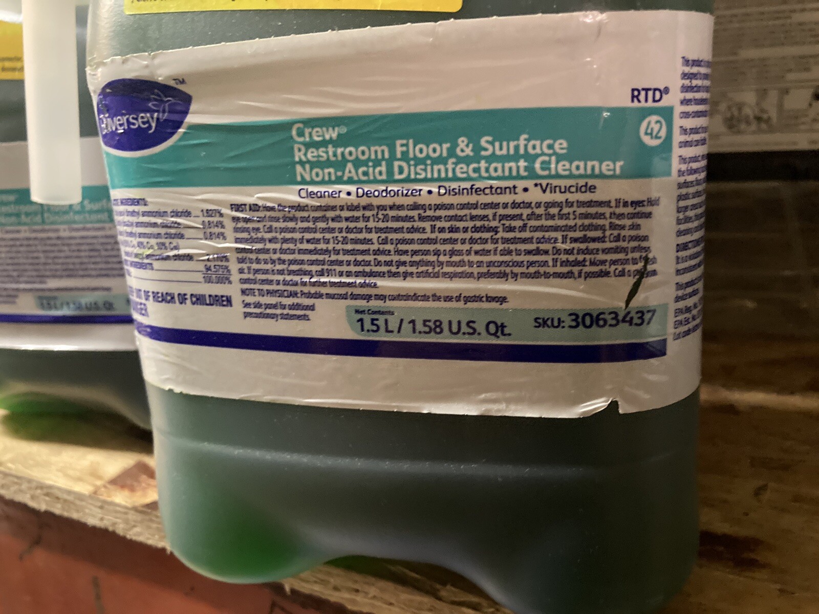 Diversey Crew 3063437 Restroom Floor & Surface Non Acid Disinfectant