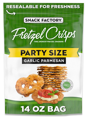 Snack Factory Garlic Parmesan Pretzel Crisps, 14 OZ Party Size Bag