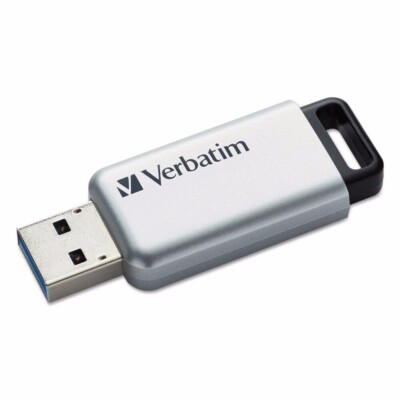 Verbatim 98666 64 GB Store 'n' Go Secure Pro USB Flash Drive - Silver New
