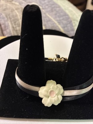 Dolce & Gabbana  Bracelet, Black & Tan Ribbon ,Flower White