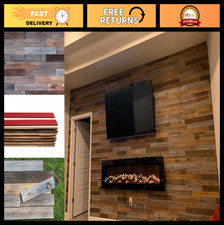 Rustic Peel Stick Wood Wall Panels - Real Solid Planks, Brown Gray - 3 sq ft