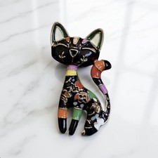 Cat Brooches Flower Enamel Animal Style Office Women Casual Brooch Pins Gifts