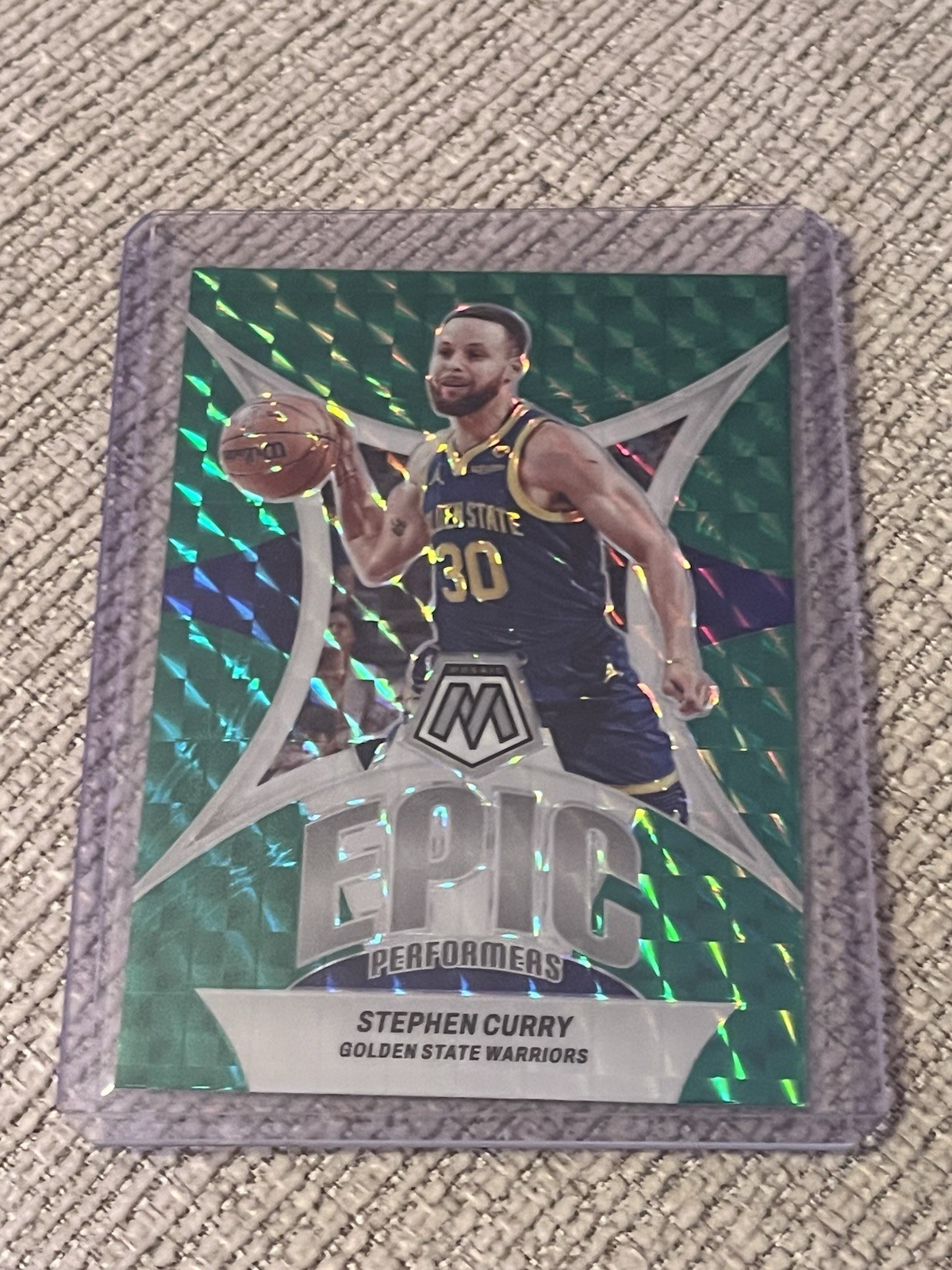 2023-24 Panini Mosaic Epic Performers Green Mosaic Prizm #14 Stephen Curry