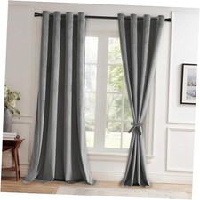 Velvet Curtains 96 inches for Living Room - 52"W x 96"L Pack of 2 Grey