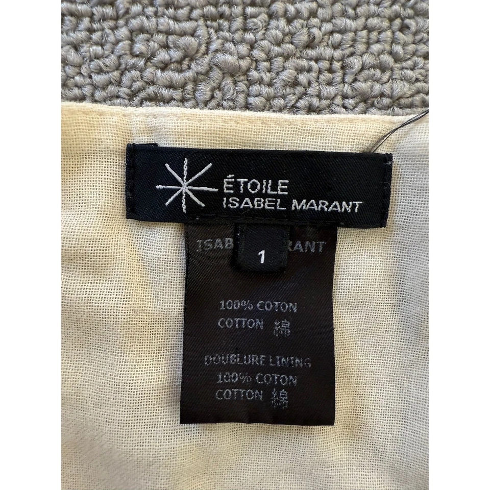 Etoile Isabel Marant Women's Size 1Cream Cotton Blend Ruffle Puff Sleeve Top - Image 4 of 4