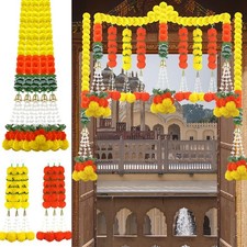 11PCS Diwali Decorations Marigold Garland for Home, Artificial Marigold with ...