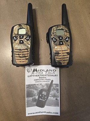 Set Of 2 Midland ALR1  XTRA Talk Two-Way Radios Walkie Talkies CAMO TESTED