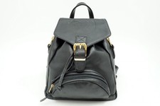 GIANNI VERSACE Vintage Medusa Mini Backpack Bag Drawstring Leather Black 4459h