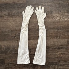 Vintage 60s Handmade Pearl White Opera Gloves Bridal Regency Wedding Duchess