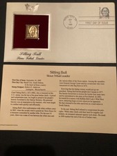 US 22kt 1989 gold replica stamp FDC 'Sioux Tribal Leader Sitting Bull' Lot 275