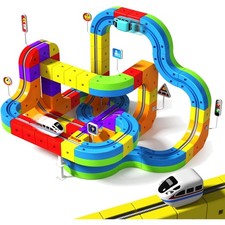 Eisenbahn Kinder elektrisch 110 Teile Magnetbahn 3D Spielzeug Zug Bahn