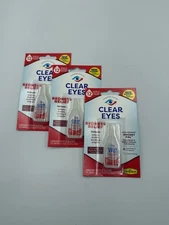 LOT of 3 CLEAR EYES Redness Relief Sterile Eye Drops - 0.2 Oz Free Shipping